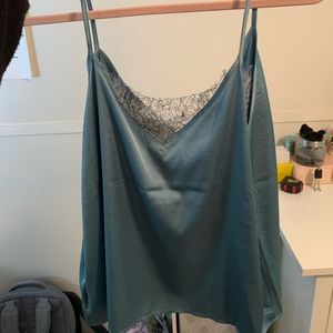 Silk cami with lace underlay
